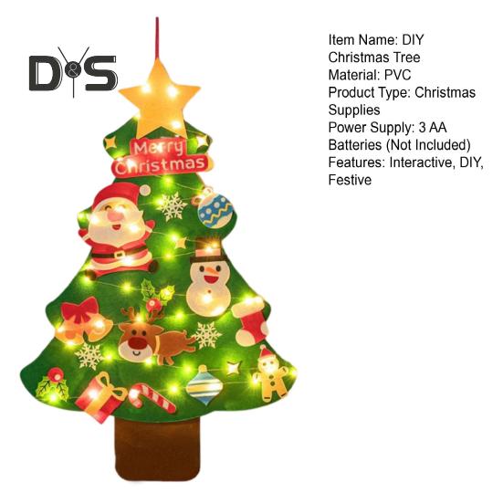 Рождественская елка из фетра своими руками для малышей, большая светящаяся рождественская елка с Санта-звездой, конфетными фигурками, детская развивающая игрушка