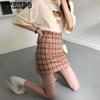 Брендовая модная модная ретро клетчатая обтягивающая юбка с высокой талией в форме слова, юбка на бедрах, юбка до половины тела, студенческие юбки