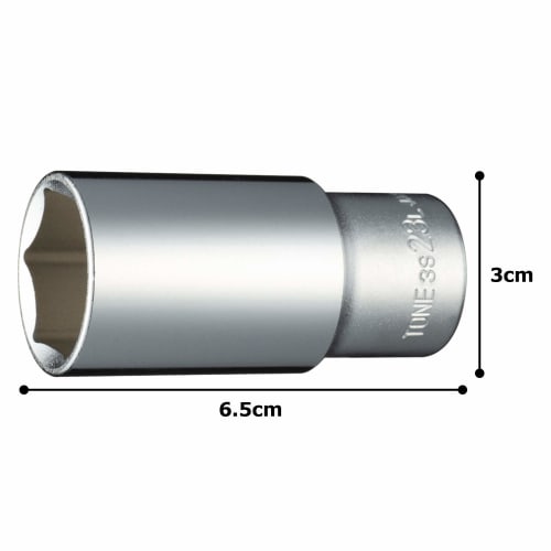 TONE Deep Socket (Hexagonal) 3S-23L Drive Angle 9.5mm (3/8") Width Across Flats 23mm