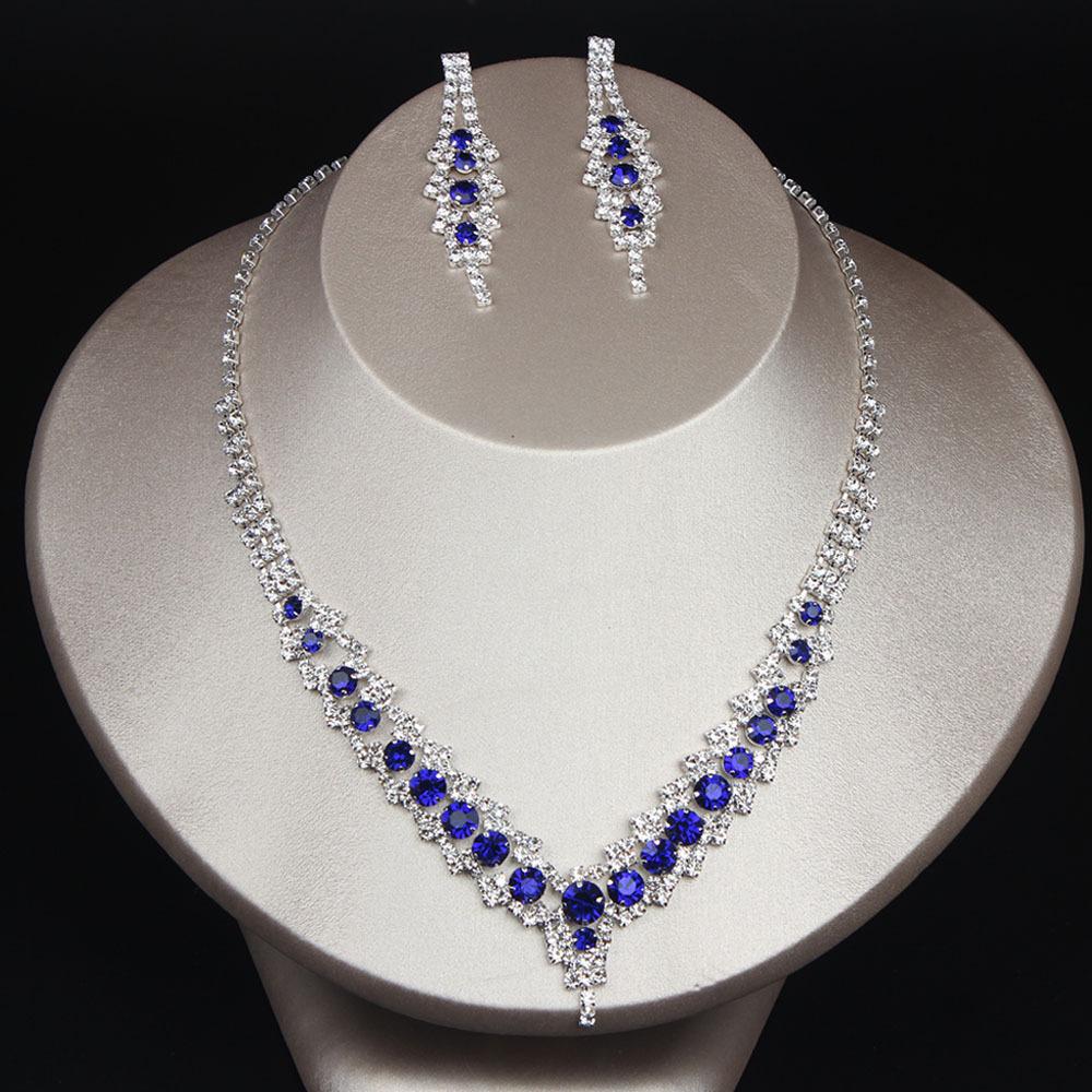 Fashion Rhinestone Necklace Earrings Jewelry Set Women'S Clavicle Chain Banquet Accessories