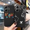 Чехол Map Lines для iPhone Samsung A55 A35 M34 S24 Xiaomi Redmi 13 Pro 14C Huawei Honor, противоударный бампер для телефона, черный матовый TPU, устойчивый к царапинам, полное покрытие