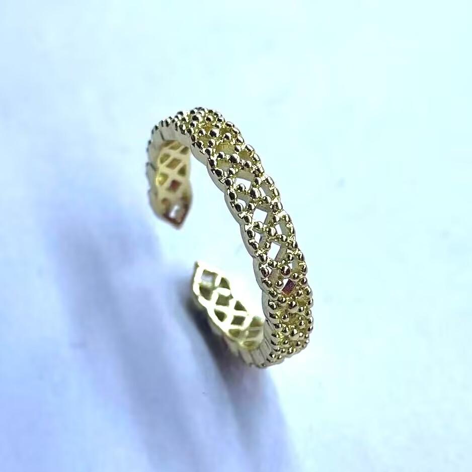 Богатое цветочное золото кружево полый открытый перстень мода французский тренд нишевый простой перстень легкий роскошный стиль универсальное кольцо