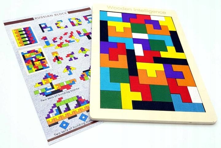 Wooden TETRIS puzzle blocks LOGIC GAME montessori ECO 40 PIECES
