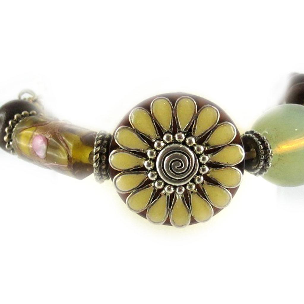 Les Trésors De Lily [E0467] - Brown Beige 'Douchka' Designer Bracelet