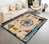 Vintage Nautical Compass Rugs Washable Compass Area Rugs,Cute Lighthouse Whale Shell Carpet,Nautical Theme Non Slip Floor Mat