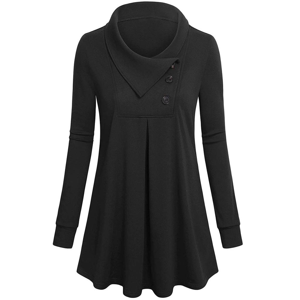 Женская однотонная футболка с длинным рукавом на пуговицах, свободный пуловер