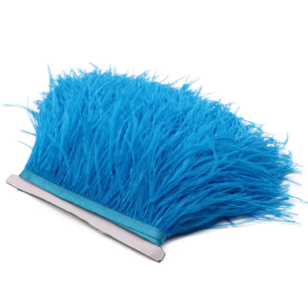 FeatherLight Blue Ostrich Feather Trim Ribbon Real Ostrich Feathers Fringe Trims for Party Clothing Sewing Decoration Plumes Diy Crafts
