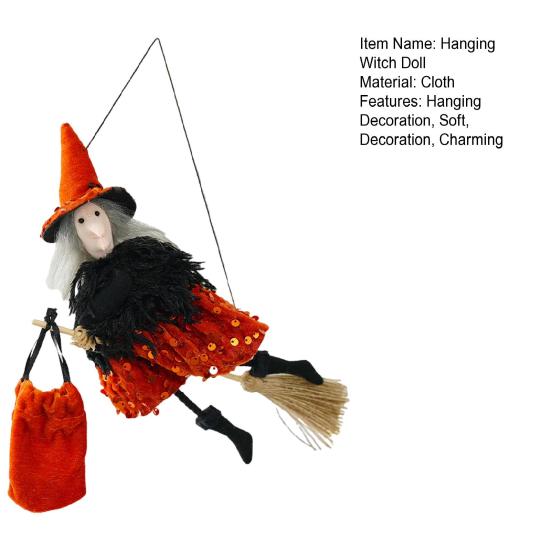 Хэллоуин Подвесной Декор Ведьма Подвесная Кукла Ведьма Украшение Маленькая Летающая Ведьма Фигурка на Метле для Сада Двора Дом с Привидениями Хэллоуин Декор