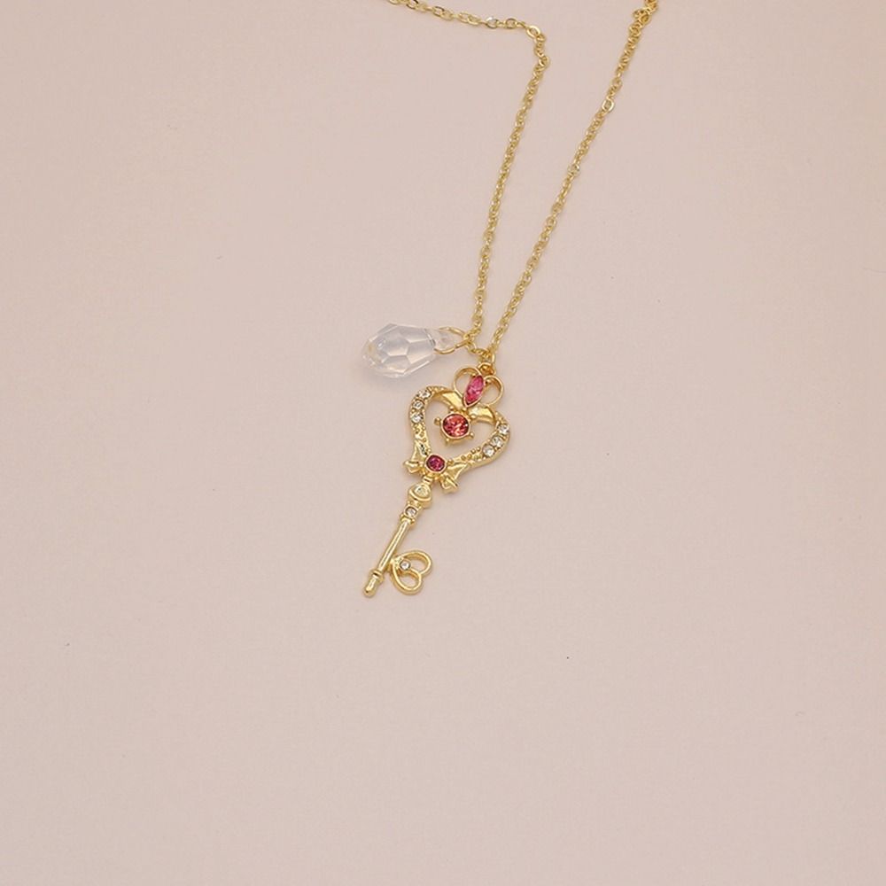 Girl Crystal Cosplay Pendant Necklace Cosplay Props Necklace Anime For Sailor Moon Loving Magic Wand Accessories