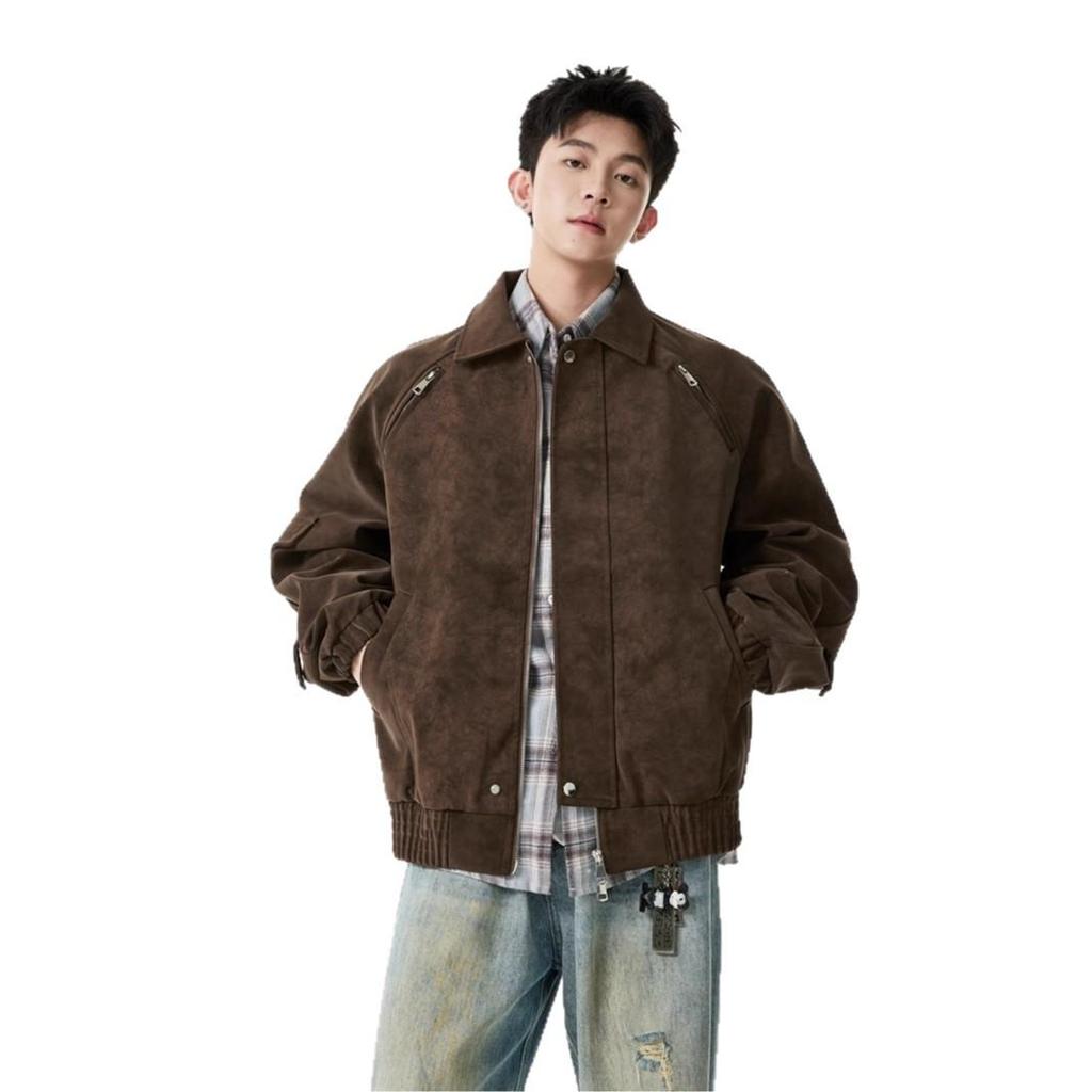 Мужская ретро куртка-косуха из искусственной кожи с двойной молнией и отворотами, с принтом тай-дай