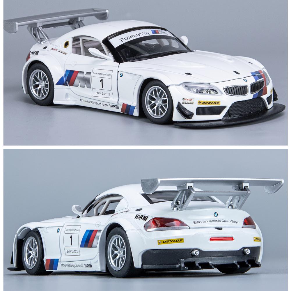 Масштаб 1/24 Z4 GT3, литая под давлением модель автомобиля, игрушечный автомобиль с откатным механизмом, звуком и светом для детей, коллекция подарков для мальчиков и девочек
