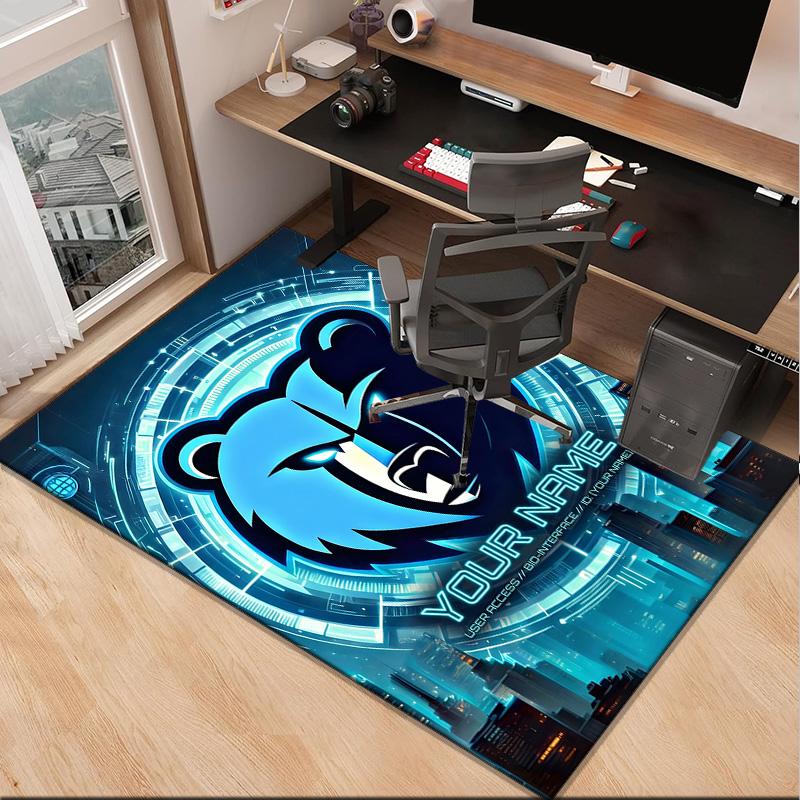 Custom NameCity Grizzlies Bear Logo Carpet, Indoor Rug, Chair Rug, Living Rooms, Doormat Made From Polyester Home Decor Birthday Christmas Gifts
