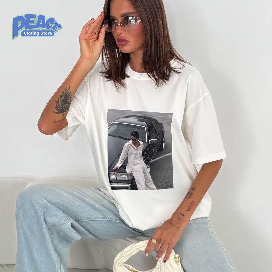 Handsome Women Printed T-shirt 100% Cotton T-shirt Commute Women's Clothing Summer Fashion Casual Comfy Short Sleeve Streetwear