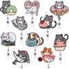 Cartoon Embroidery Badge Reels Kawaii Animal Cat Retractable Badge Reels Chest Pocket Work Card ID/IC Card Holder Clips