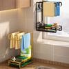 Стеллаж для хранения раковины Держатель для полотенец Быстрый дренаж Настенный кухонный сливной стеллаж из нержавеющей стали без перфорации Раковина Губка Блюдо Тряпка Организационная полка