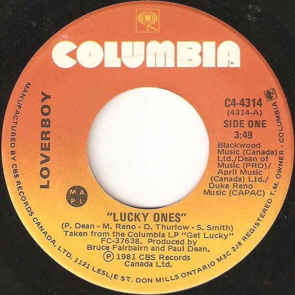 7-дюймовая пластинка LOVERBOY Lucky Ones C44314 Columbia 1981 Канада Рок Б/у