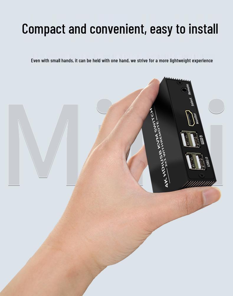 KVM-переключатель 2x1 HDMI: Видео 4K, Совместное использование USB-мыши и клавиатуры