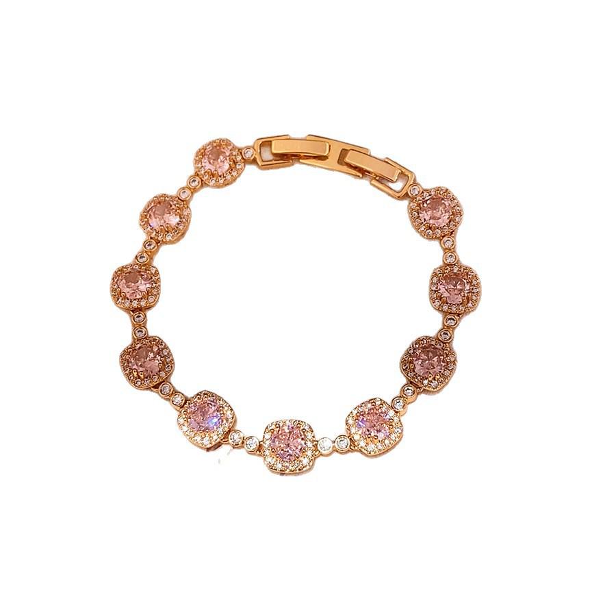 Браслет с цветами-сердцами и бриллиантами, покрытый 18-каратным золотом, с цирконами: Элегантные, Универсальные Украшения для Рук для Женщин