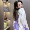Женский свитер с капюшоном из искусственного меха норки и кролика в европейском стиле - Модный, с длинным рукавом, Осень/Зима, Мягкий и удобный, со стильным принтом.