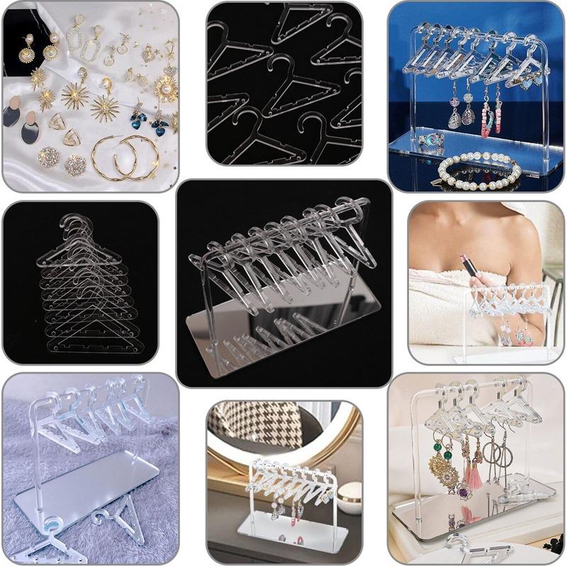 Вешалка для сережек с мини-вешалками Акриловый дисплей для сережек с инструментом для 8 пальто