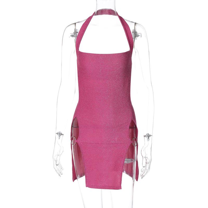 Сексуальное короткое платье в стиле Spice, весеннее женское платье с разрезом на шее и ярким шелковым запахом на ягодицах