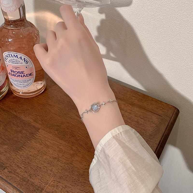 17KM Korean Silver Heart Bow Bracelets for Women Crystal Butterfly Star Moon Beads Bracelet Accessories Jewelry