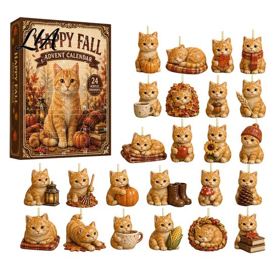 Christmas Tree Decor 24 Days Advent Calendar 2026, 2D Acrylic Reading Cats/Dogs/Forest Animals for Boys Ornament Countdown Calendar, Cute Pet Pendants