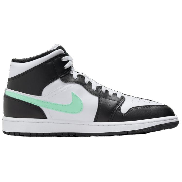 Кроссовки Air Jordan 1 Mid Green Glow Мужские Черно-белые DQ8426-103
