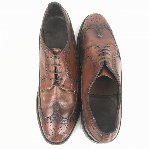 Редкие винтажные туфли Pre-70s/Florsheim/Goodyear Welt Long Wingtip/10C/27.0/Коричневые/(ИСПОЛЬЗОВАЛ)