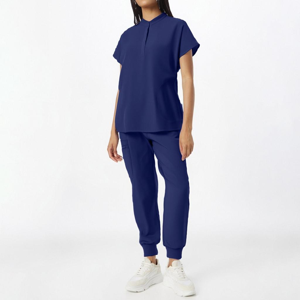 Женские однотонные брюки с короткими рукавами и карманами, брюки с завязками на ногах, комплект из двух предметов для работы