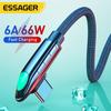 Essager 6A 66W USB Type C кабель для Huawei Mate 40 Pro Samsung LED 5A быстрая зарядка USB-C USBC зарядное устройство 90 градусов кабель для передачи данных