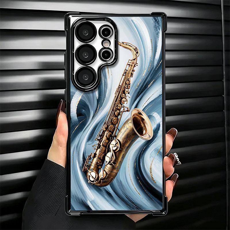 Чехол для телефона с покрытием Музыкальный инструмент Саксофон для Samsung Galaxy S24 S25 FE S26 Edge S23 Ultra S22 S21 Plus S20 Противоударный Airaba
