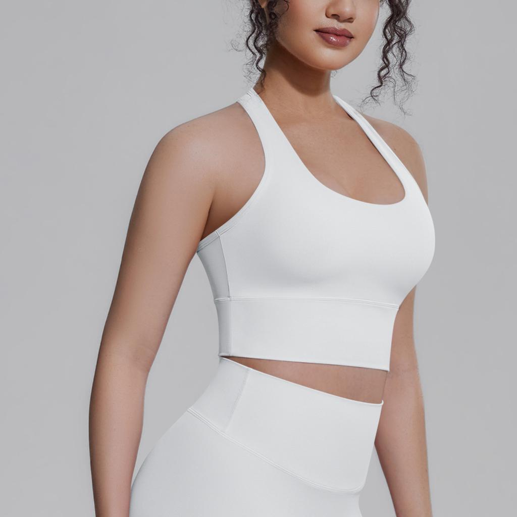 Solid Color Racer Shape Back Tight Breathable Sports Bra Running Fitness Yoga Wear Vest Top For Women