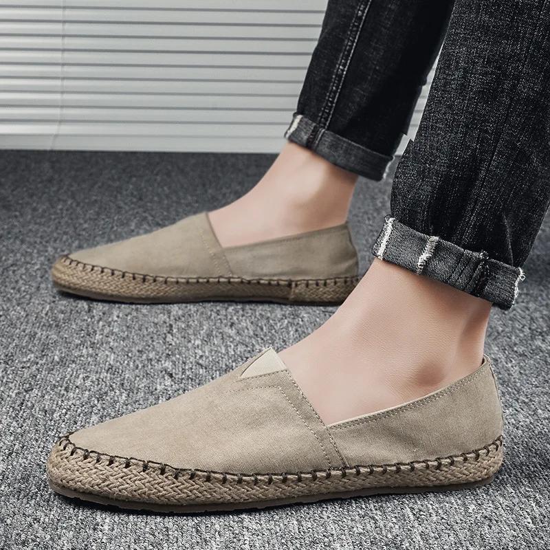 2024 High Quality Espadrilles Footwear Men's Flat Canvas Shoes Hemp Lazy Flats for Men Moccasins Male Loafers Driving Shoes New 2024