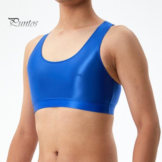 Мужской сексуальный глянцевый шелковистый жилет с круглым вырезом без рукавов, топы на бретельках, сплошной цвет, узкие топы с гладкой поверхностью