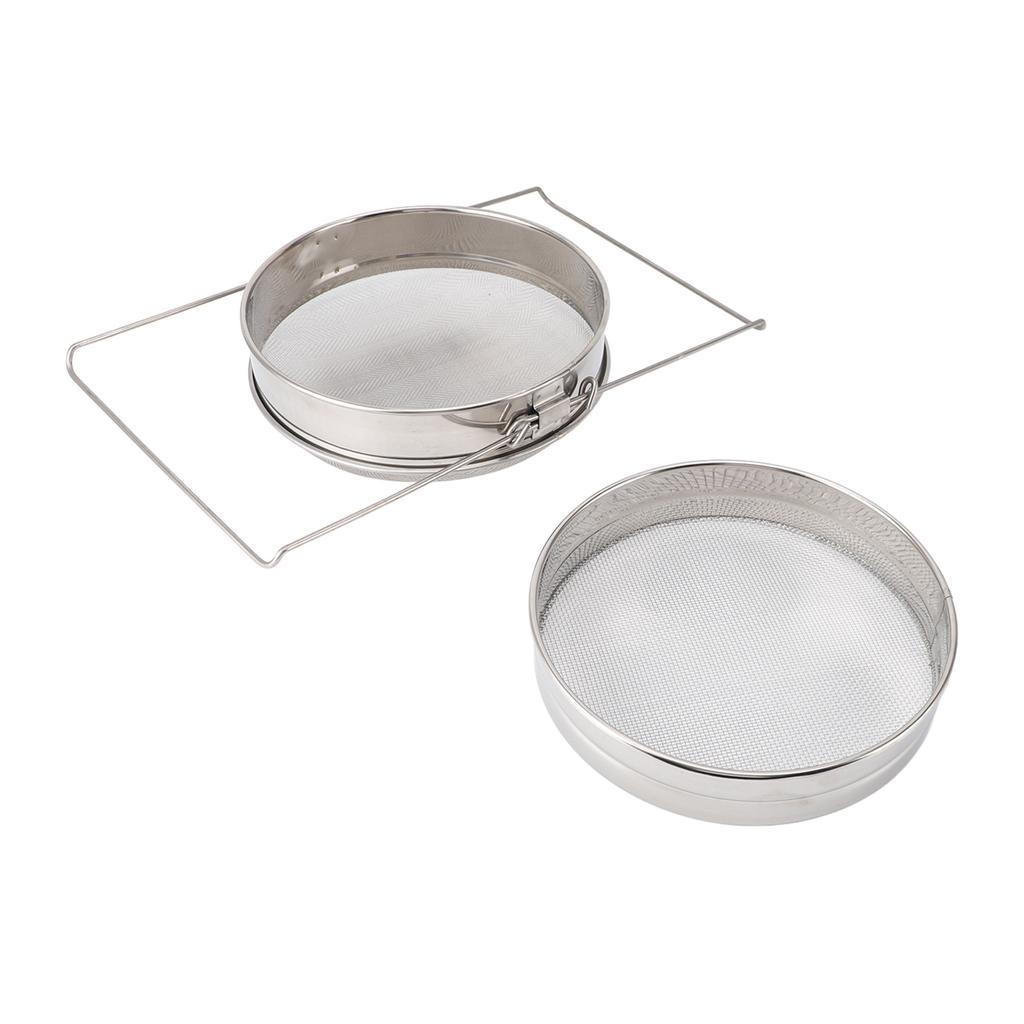 Stainless Steel Honey Strainer, Double Sieve Beekeeping Equipment, Mesh Filter Strainer for 5 Gallon Bucket with Up to 16.5 Inch Extendable Arms, Desi