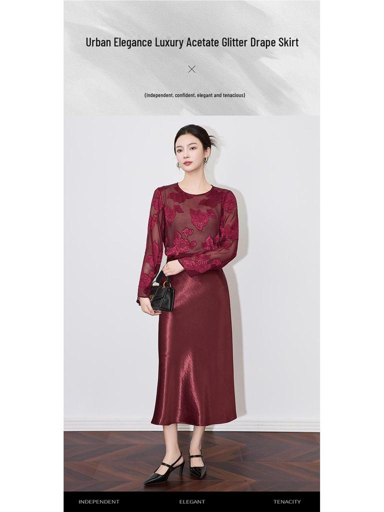 Юбка из высококачественного позолоченного атласа с драпировкой — роскошный стиль знаменитостей для женщин, весенняя коллекция