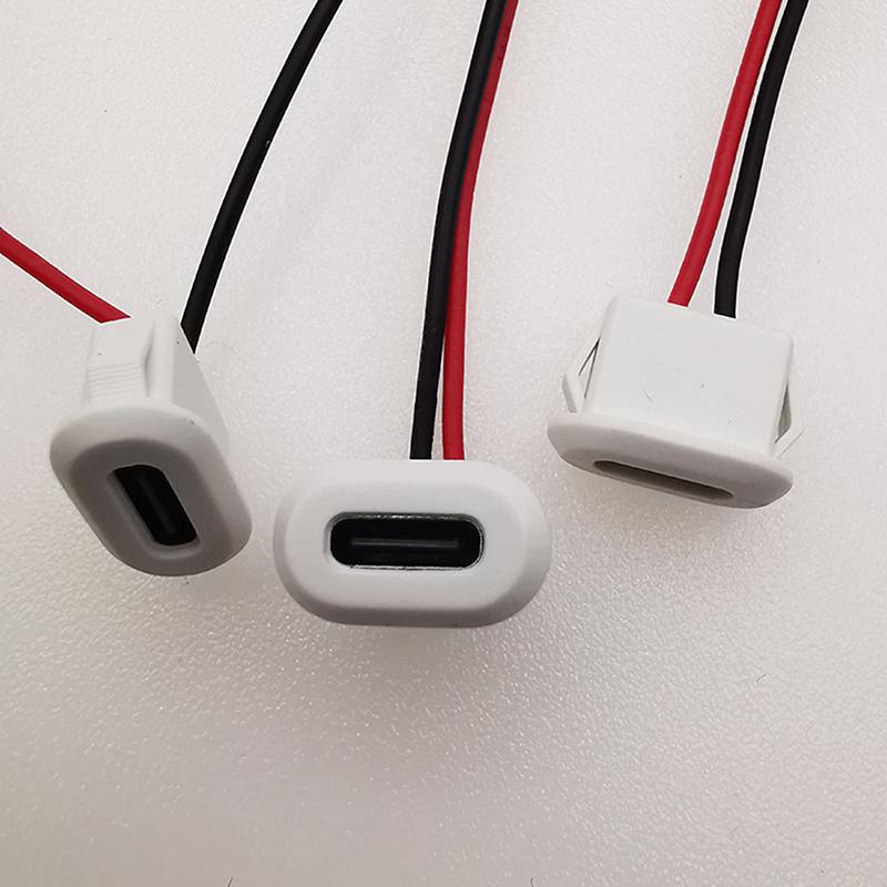 '1 шт. 2-контактный водонепроницаемый USB-разъем Type-C, прямой обжим, гнездо, интерфейс зарядки'