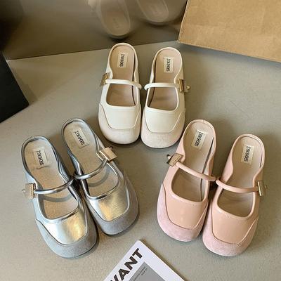 Корейская версия туфель Мэри Джейн из маленькой кожи женские лето 2025 ретро на плоской подошве удобные и универсальные квадратный носок с неглубоким вырезом мягкая-с