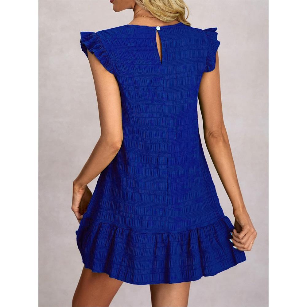 Женские летние платья, женские повседневные однотонные мини-платья без рукавов с оборками, прямые платья, женские винтажные короткие платья