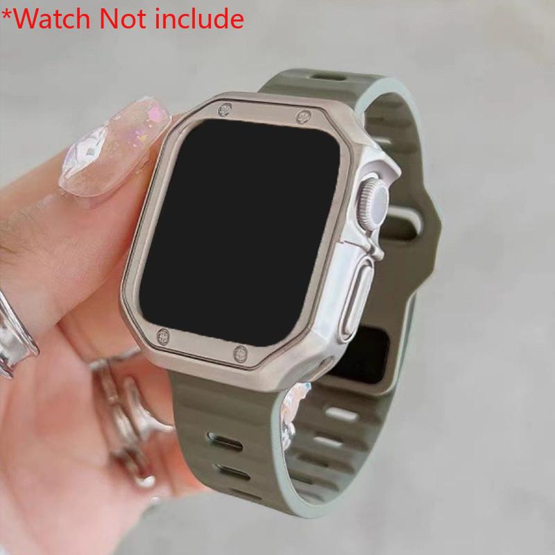 Чехол с TPU-покрытием+силиконовый ремешок для Apple Watch Ultra 2 1 49 мм серии 10 46 42 мм 9 8 7 6 5 4 3 2 1 с полым защитным аксессуаром