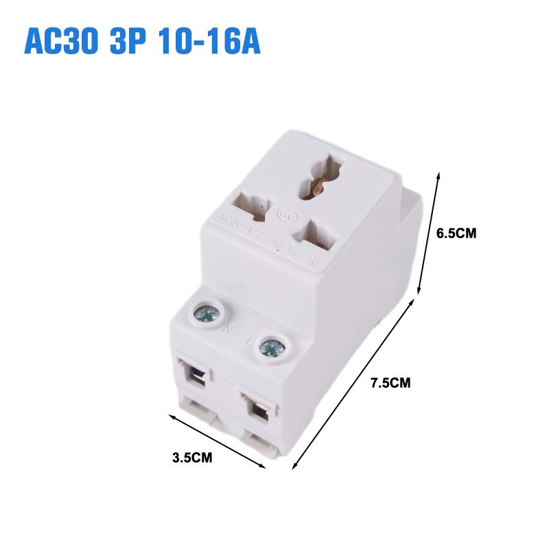 AC30 EU And AU Type 35mm DIN Rail Mount AC Power 10A 16A 25A 250V 440V 2/3/4/5 Pin Plug Modular Socket