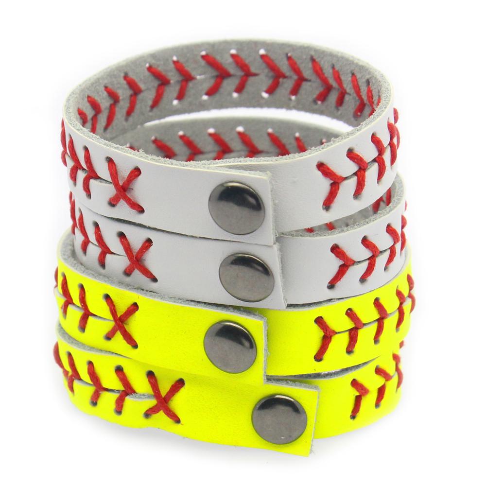 12 Colors in Stock Red Arrow Leather Softball Bracelet for Women