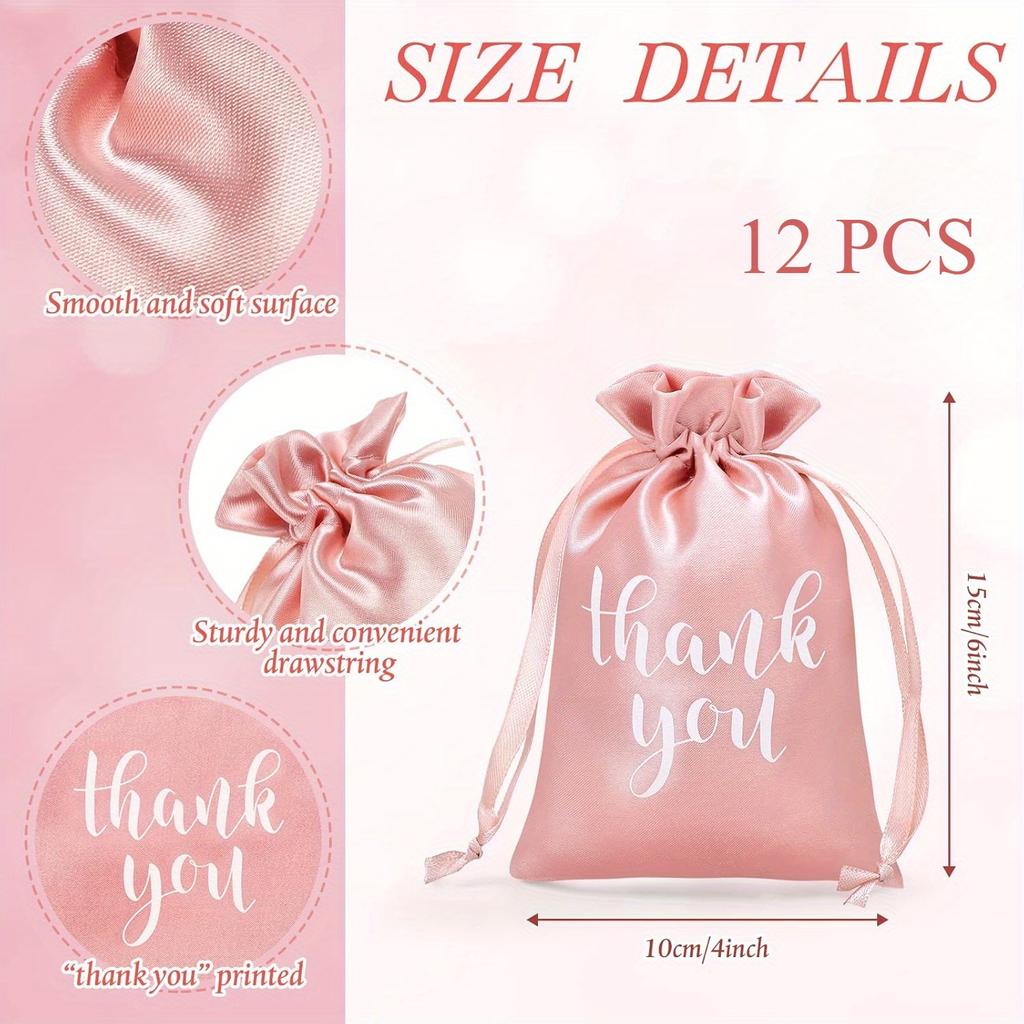 12 Pcs,Thanksgiving Satin Gift Bags,Jewelry Drawstring Bags,Candy Bag,Thanksgiving Wedding Bridal Gift Drawstring Bags,Birthday Holiday Party,Gift Bag