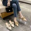Summer 2025 Mules Shoes With Heel Women's Slippers And Ladies Sandals Bow Slides Pointed Toe Chic Point Hot Low Price Waterproof