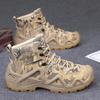 Men's Camouflage Oxford Waterproof Tactical Boots - Non-Slip, Large Size (45, 46) for Outdoor Rock Climbing & Hiking.