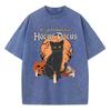Summer Unisex T-Shirt Y2K Oversized Cat Print Loose Wash Neutral Short Sleeve Casual Trend Hip Hop Outfit Men
