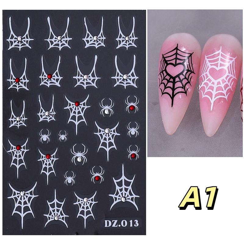1/4Pcs Halloween Cute Spider Nail Stickers Slide Decals Manicure Decoration Nail Supplies for Creative Nail Design