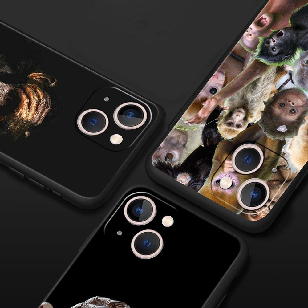 Милый забавный чехол-обезьянка для iPhone 17 16E 15 16 14 13 12 11 Pro Max 7 8 Plus Мягкая задняя крышка из ТПУ
