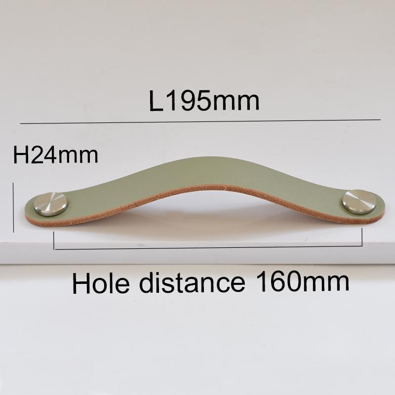 Nordic style Kitchen Furniture Handles Cabinet Pulls Closet Cupboard Wardrobe Door Knobs Thickening Leather Drawer Handle Silver